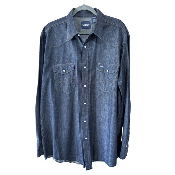 Wrangler Cowboy Cut Western Work Pearl Snap Shirt Size 2XT Tall - Picture 1 of 6